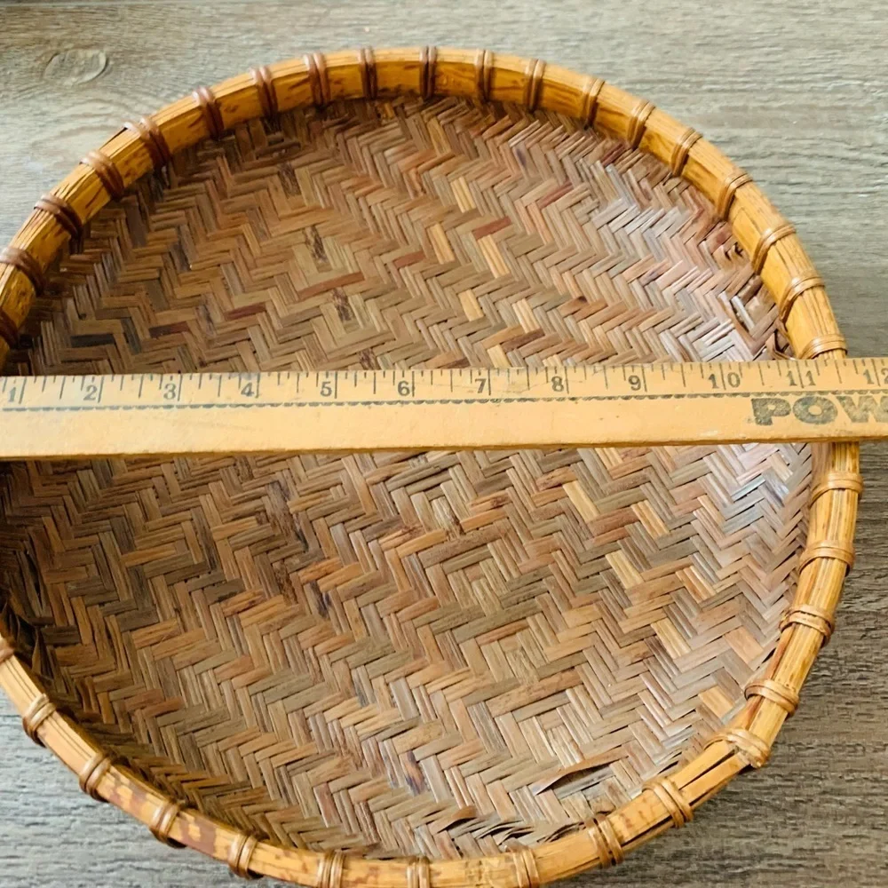 Round rattan set of 3 trays